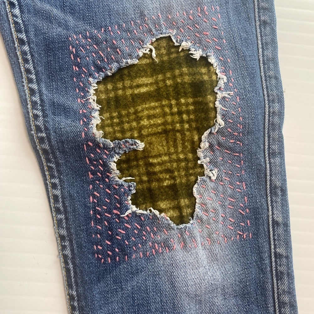 7 For All Mankind Sashiko Josefina Skinny Boyfriend Jeans Distressed 24 (28)* - Picture 6 of 8
